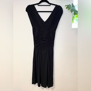 CAbi 108 Monroe V-neck Ruched Waist Midi
Black Cap Sleeve Dress Size S